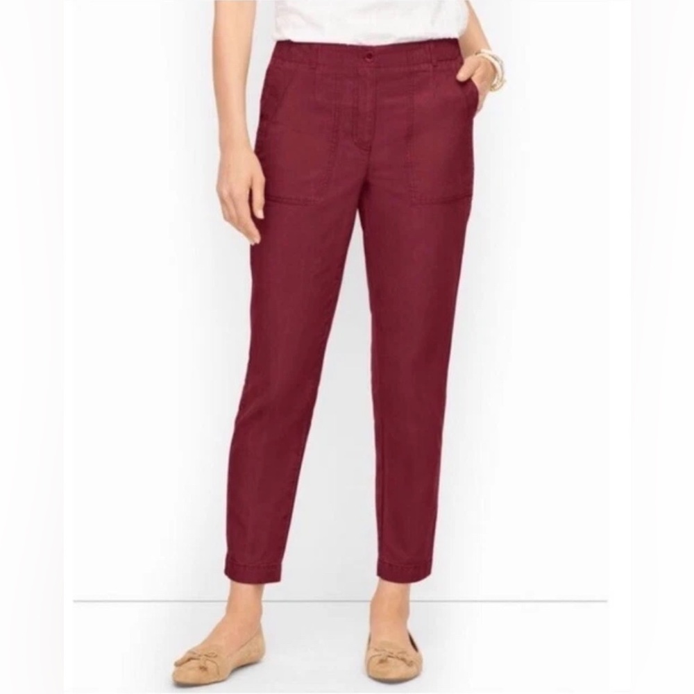 Talbots Slim Cargo Burgundy Pants Size 6
